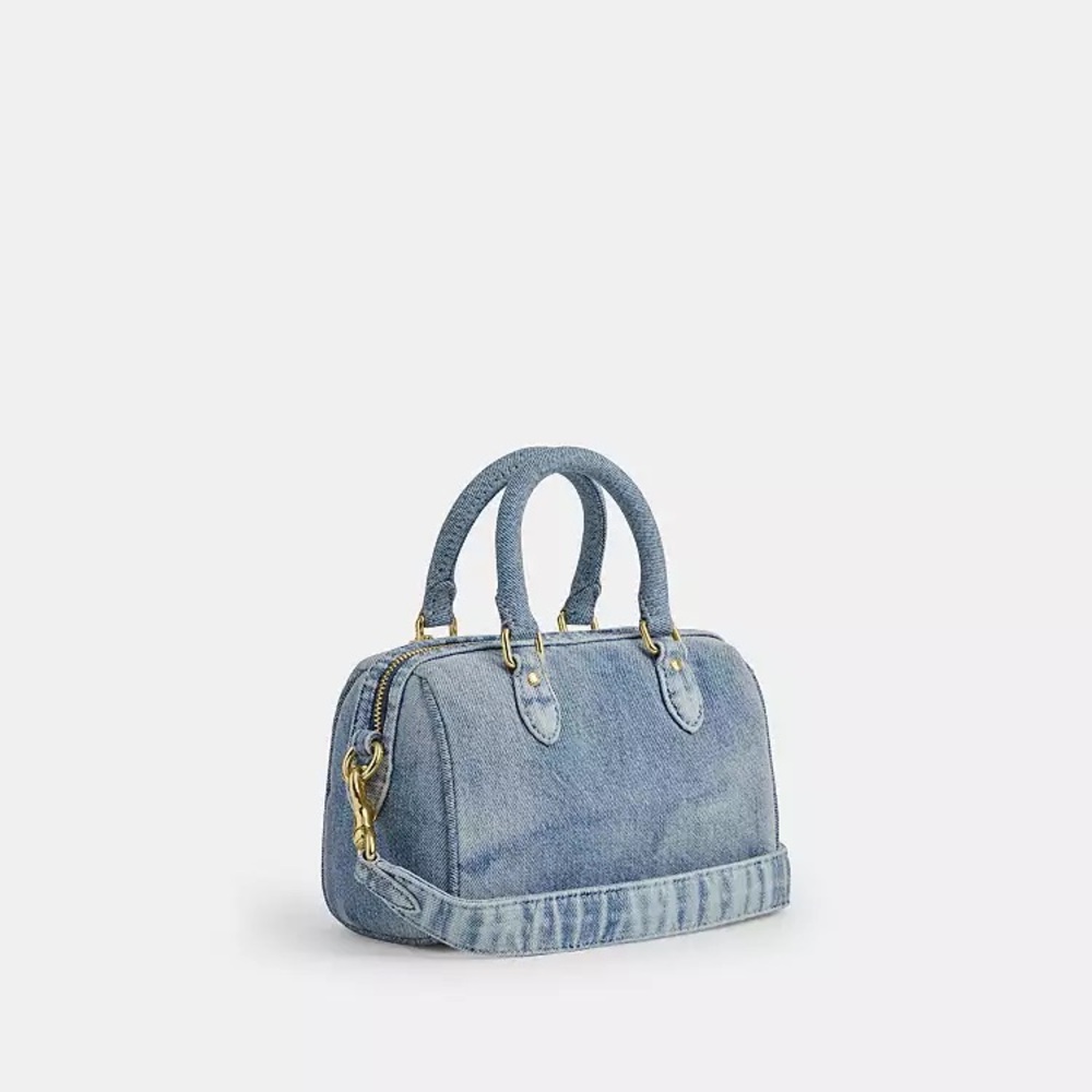 Coach Mini Rowan Crossbody Bag In Loved Denim With Charms - Picture 14 of 16